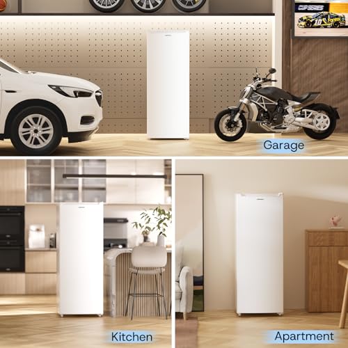 Upstreman 7.0 Cu.Ft Upright Freezer Large Capacity Convertible Refrigerator/Freezer, 5 Adjustable Shelves, Energy Efficient, Garage Ready