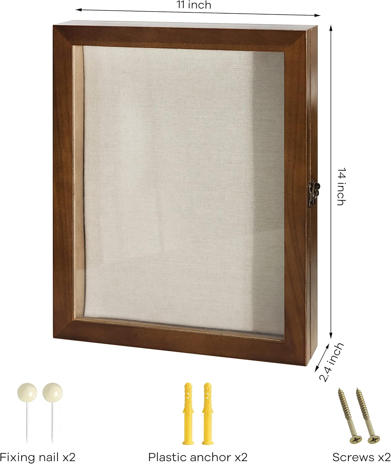 Large Shadow Box Display Case 11*14 Shadow Box Picture Frame with Linen Back Memorabilia Awards Medals Photos Wood Memory Box for Medals, Photos