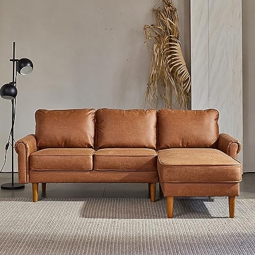 ovios 81.5" L-Shape Sofa Couch with Chaise, 3 Seat Sofa with Upholstered Armrest, Deep Seat Couches with Comfy Cushion for Living Room Small Spaces