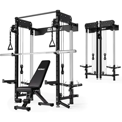 WM3-V4 Folding Squat Rack, Wall Mounted Power Rack with Dual Independent Pulley System