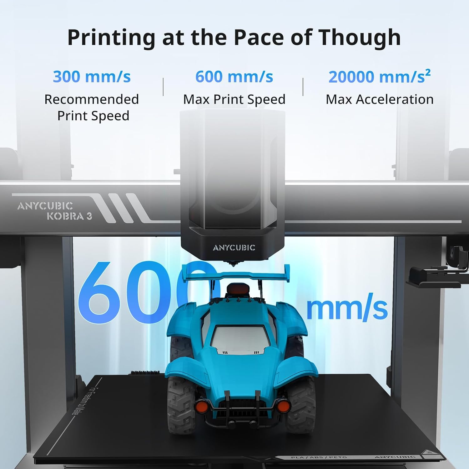 Anycubic Kobra 3 Combo Multi Color 3D Printer and ACE Pro, Smart Multicolor Printing Up to 4 Colors Max 600mm/s High Speed