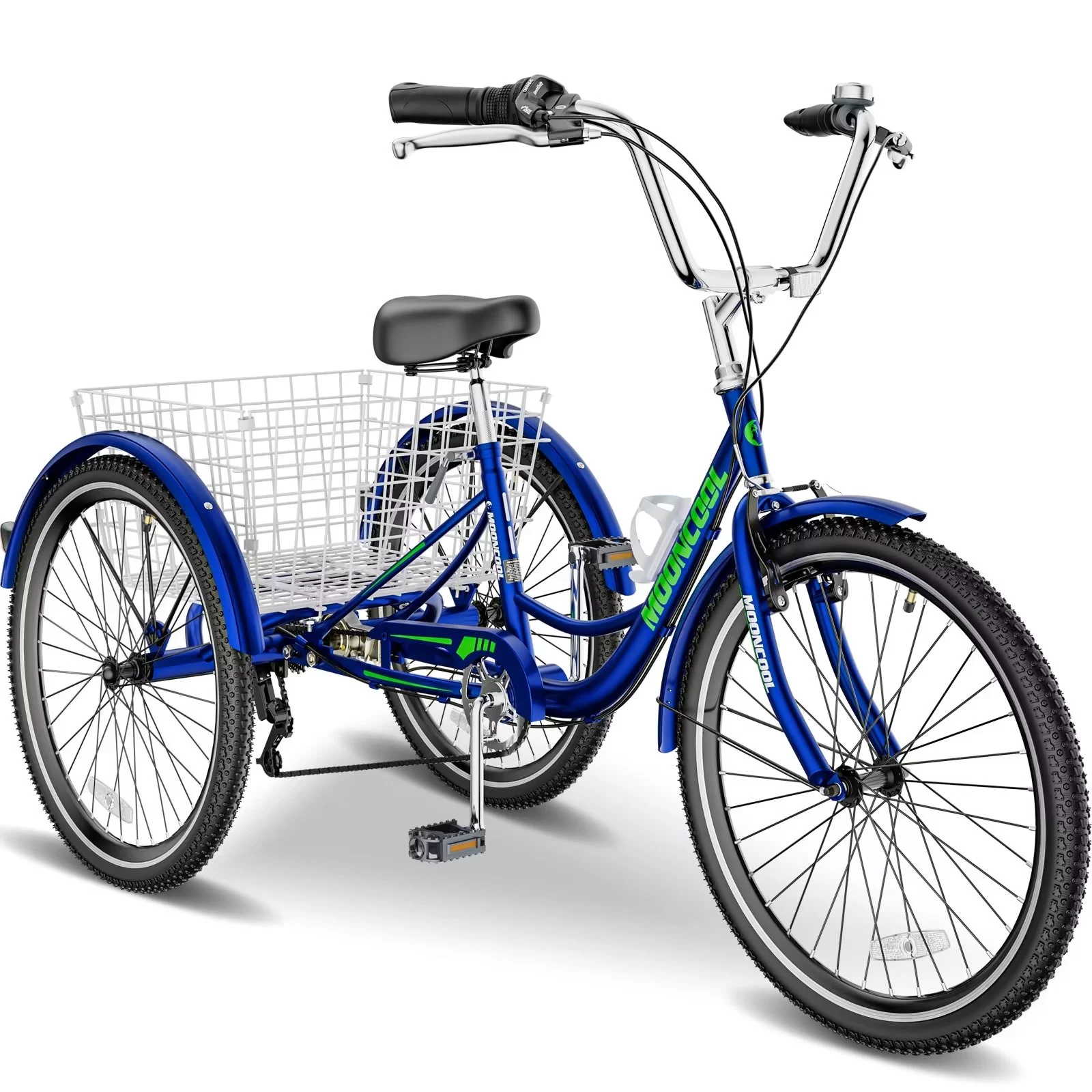 FICISOG 26 Adult Tricycle, 3 Wheel 7 Speed Bikes,450lbs Capacity Cruise Trike with Shopping Basket