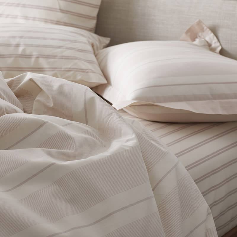 The Company Store Wide Stripe Yarn Dyed Rose 200-Thread Count Cotton Percale Queen Fitted Sheet, Pink