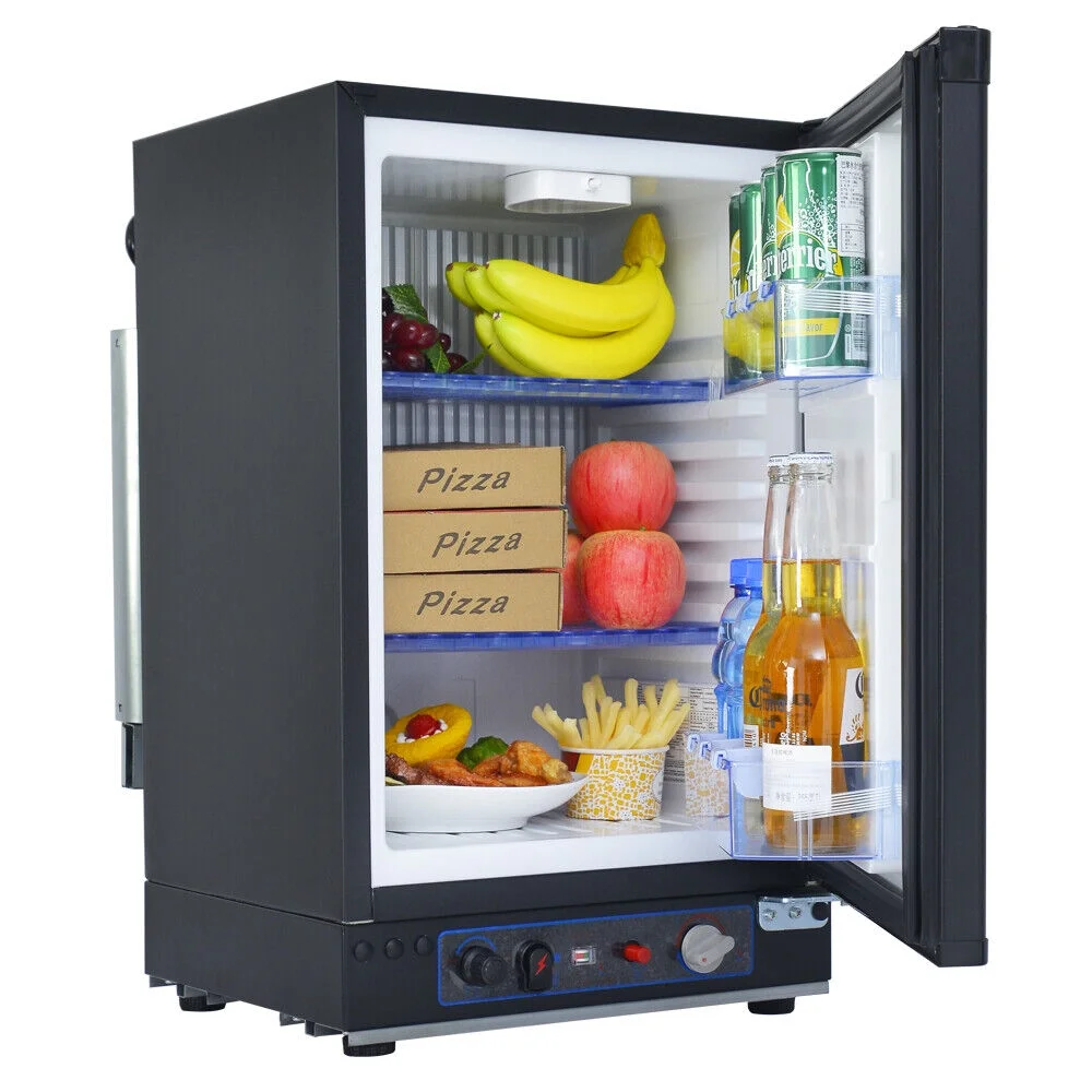 SMAD 1.4 Cu ft 3 Way Propane Gas Fridge Mini Outdoor Compact Camper RV Refrigerator Storage Reversible Door