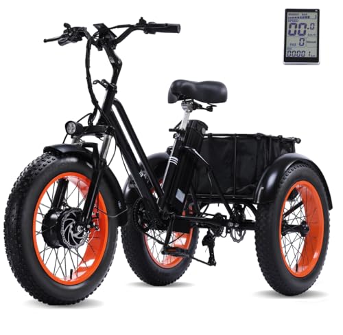 Electric Tricycle for Adults,500W E Trike,Folding Electric Bicycle,20"x4.0"Fat Tire Electric Trike Fat Tire 3 Wheel e Bike,Up to 50 Miles