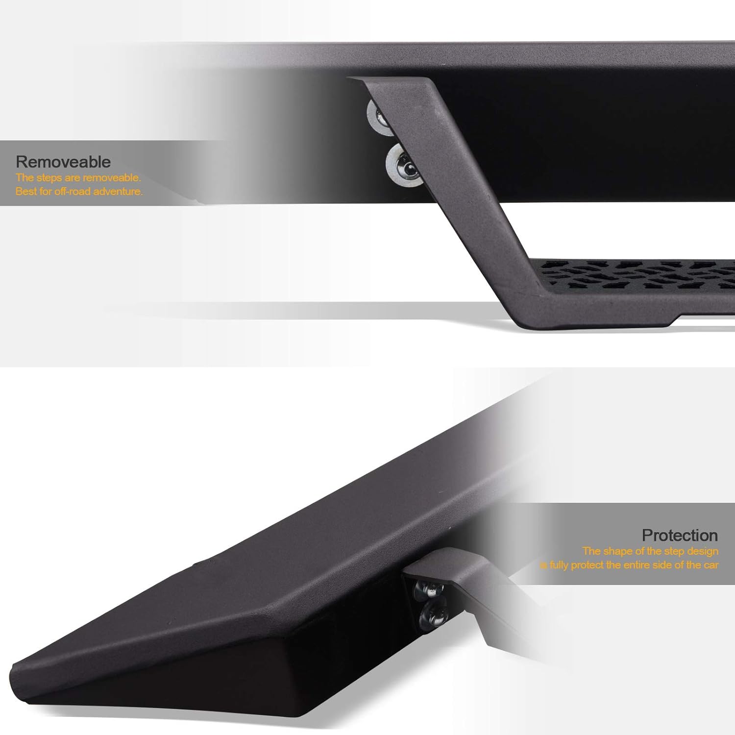 Stehlen 733469494430 Modular Drop Step Side Nerf Bars Rail Running Boards - Matte Black For 2001-2004 Toyota Tacoma Double (Crew) Cab