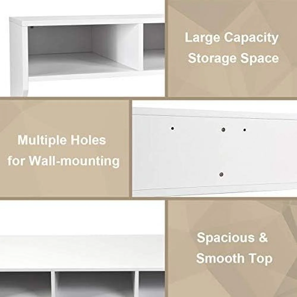 HJZBNONE Wall Mounted Desk Floating Computer Desk  Writing Study Table W/3  Shelves  Laptop PC Table for Living Room  Bedroom  Office (Black)