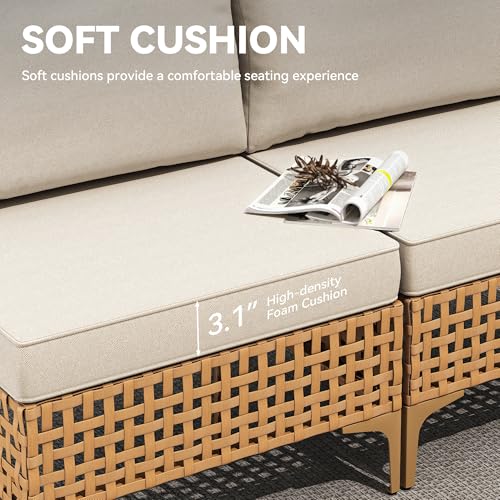 YITAHOME 5 Pieces Outdoor Patio Dining Table Chair Set,Wicker Patio Dining Set,Outdoor Rattan Dining Table Set for Patio, Backyard, Balcony