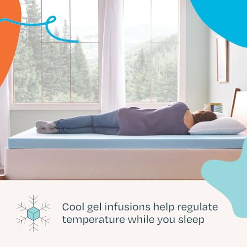 LINENSPA Memory Foam Mattress Topper - 2 Inch Gel Infused Memory Foam - Plush Feel - Cooling and Pressure Relieving - CertiPUR Certified