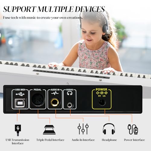 Ktaxon Digital Piano 88-Key Weighted Action Electric Piano with 3-Pedal Unit, Double Bluetooth, Split/Touch/Transpose Control Functions(Black)