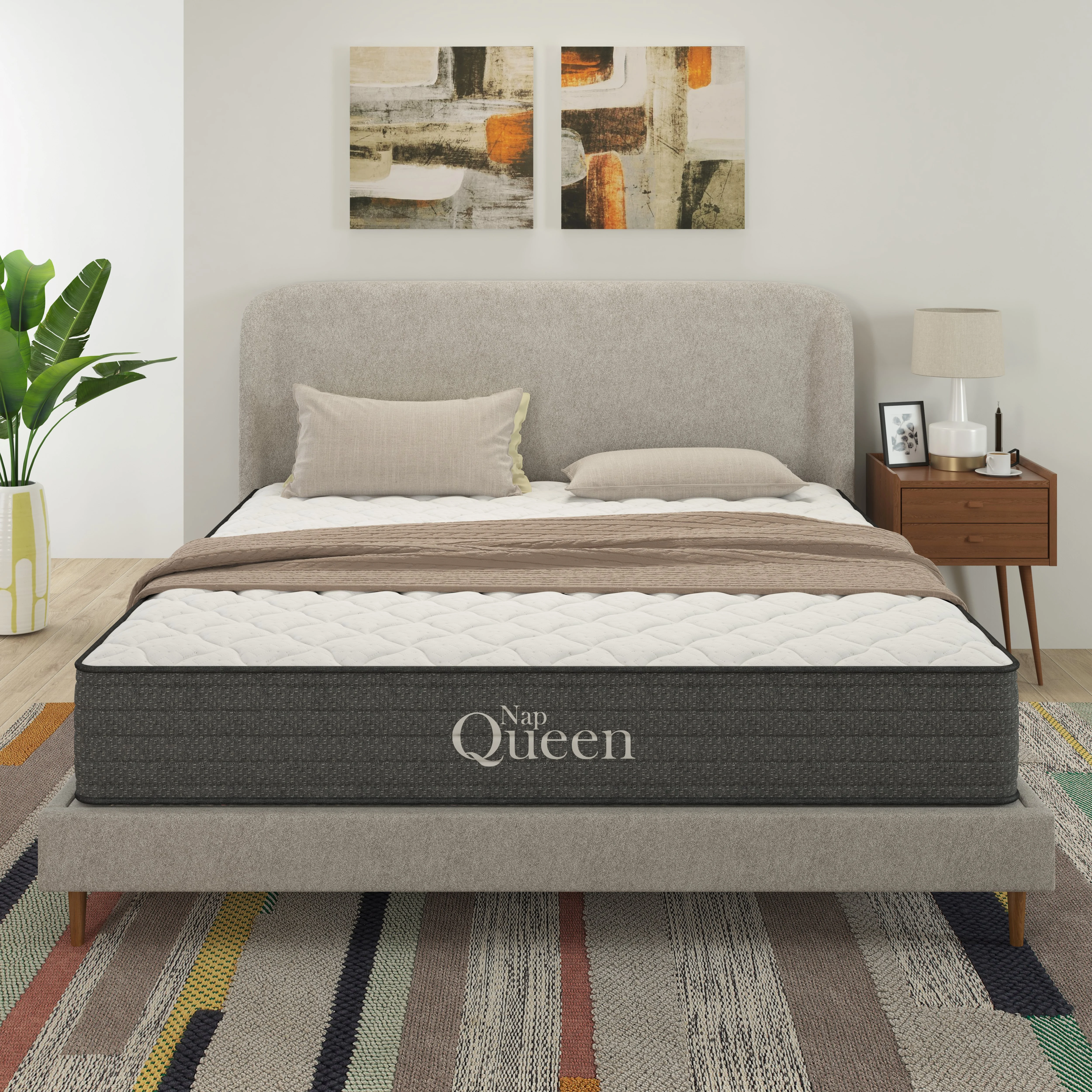 NapQueen Victoria 12" Medium Firm, Hybrid of Cooling Gel Infused Memory Foam and Pocket Spring Mattress, Queen Size