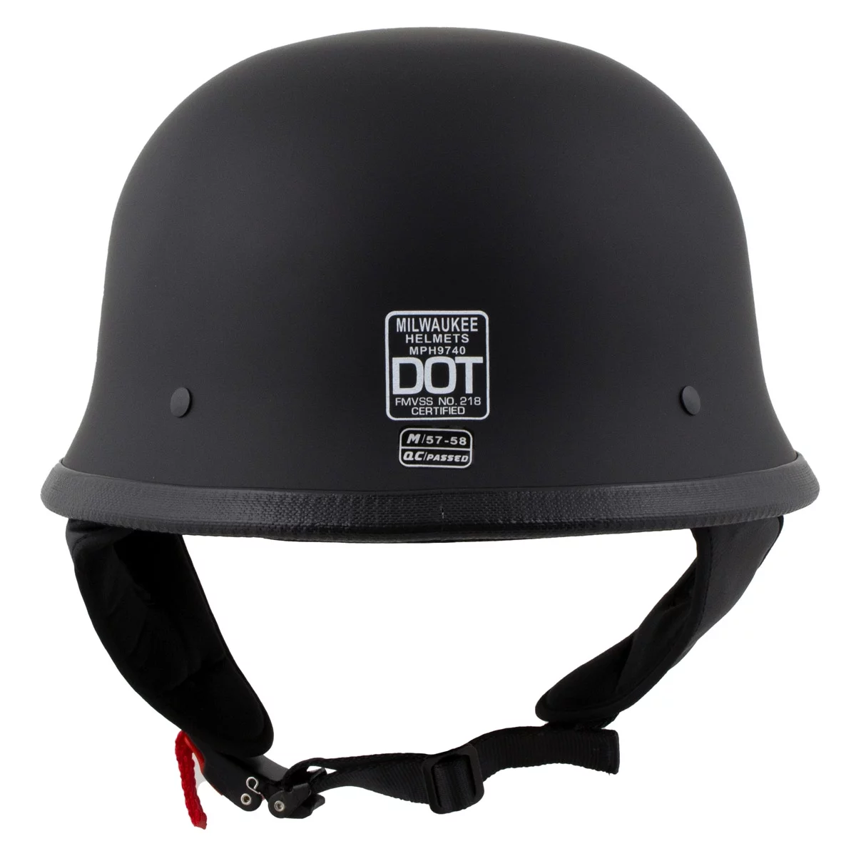 Milwaukee Helmets MPH9740DOT 'Motorrad' DOT German Style Matte Black Half Face Motorcycle Helmet for Men and Women Biker X-Large