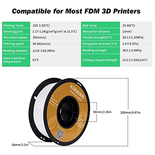 Kingroon PLA 3D Printer Filament, 12Rolls, Dimensional Accuracy +/- 0.03 mm, 12kg Spool(26.4lbs)