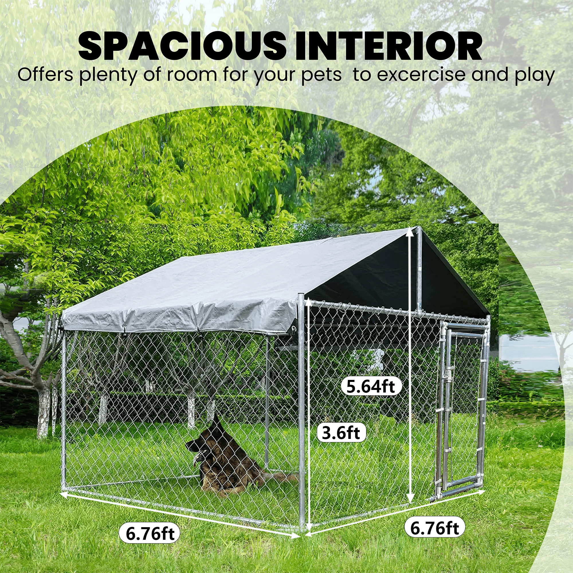 HITTITE Large Outdoor Dog Kennel with Waterproof UV-Resistant Cover and Secure Lock