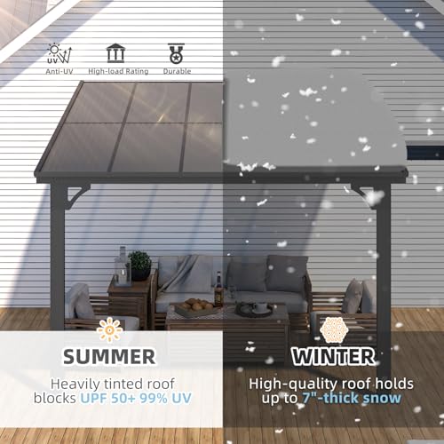 AECOJOY 10&rsquo; x 10&rsquo; Gazebo, Wall Mounted Gazebos Pergola on Clearance, Outdoor Patio Lean to Gazebo Awnings for Deck, Porch