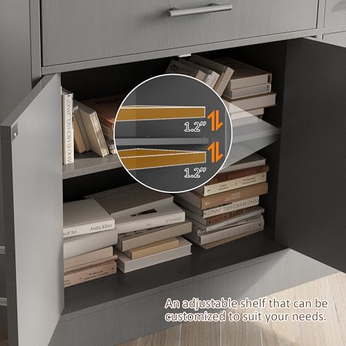 Vongrasig 43&rdquo; Sideboard Buffet Cabinet with Storage, Farmhouse Coffee Bar with Drawers and Shelves, Wood Buffet Table for Kitchen, Dining Room