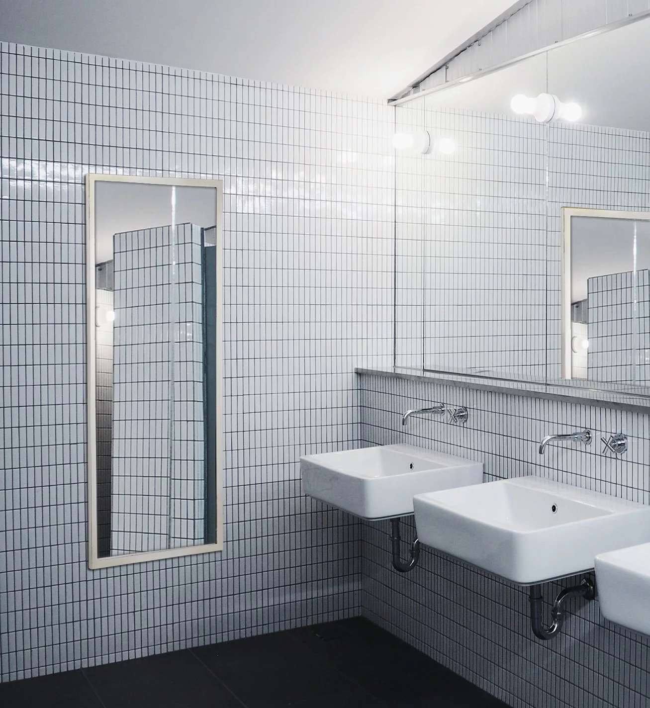 Hamilton Hills Commercial Grade Contemporary Industrial Strength Full Length Wall Mirror Polished Stainless Metal Silver Rectangle Vanity, Entrance