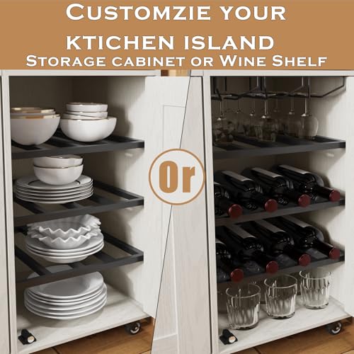 Rolling Mobile Kitchen Island Cart Bar with Drawer and Desktop Drop Leaf Countertop, Island Table Storage with 5 Wheels