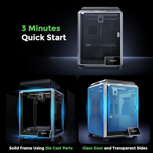Creality K1C 3D Printer, 2024 New Version 3D Printers with 600mm/s Fast Printing Speed, Support Carbon Fiber Filament 300℃ High-Temp Print