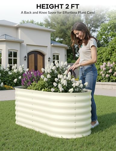 10x4x1.5ft Raised Garden Bed,Galvanized Raised Planter Boxes Outdoor with Easy Assembly, Large Garden Bed for Vegetables, Fruits, Flower