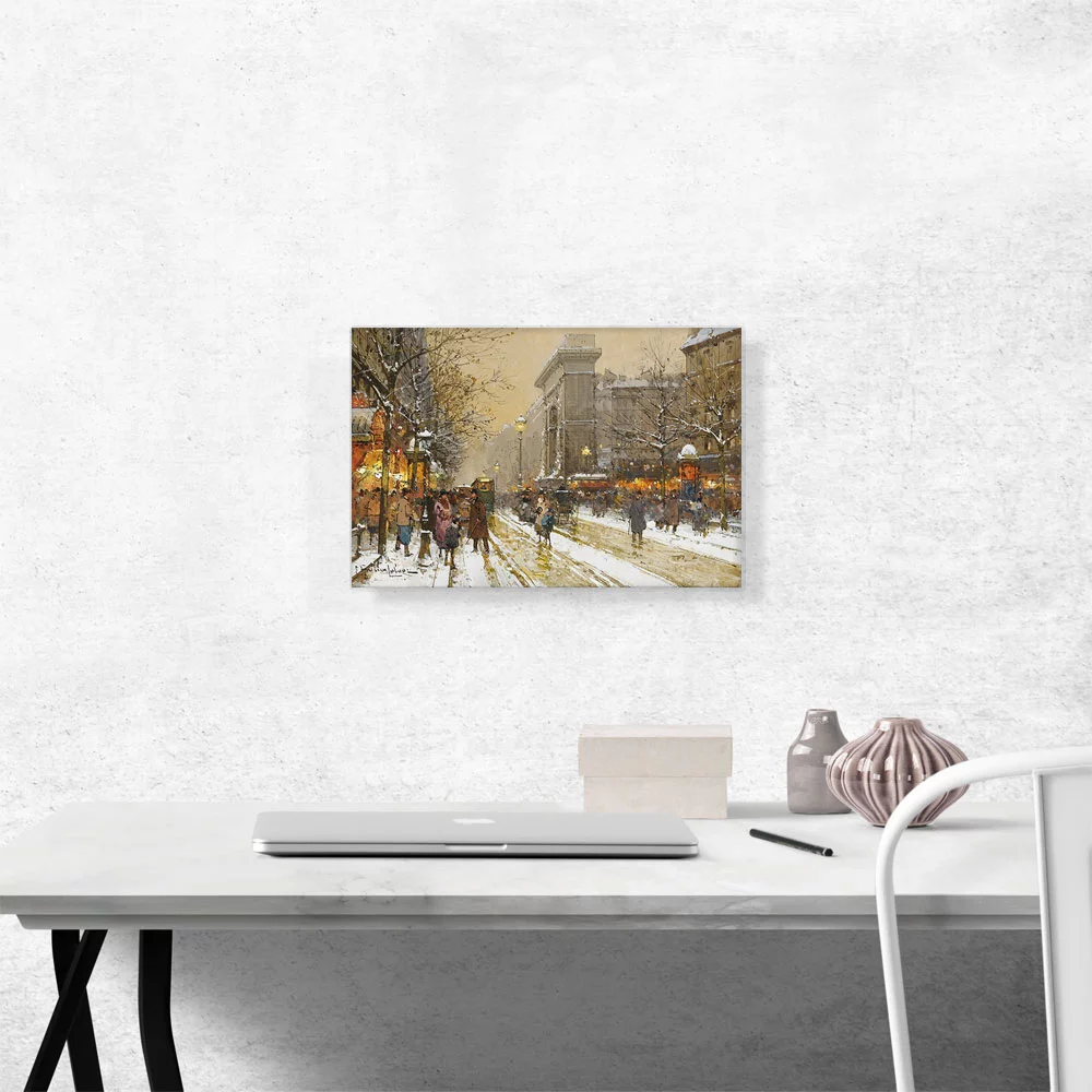 ARTCANVAS Bonne Nouvelle Boulevard In Paris Canvas Art Print by Eugene Galien-Laloue - Size: 18" x 12" (0.75" Deep)