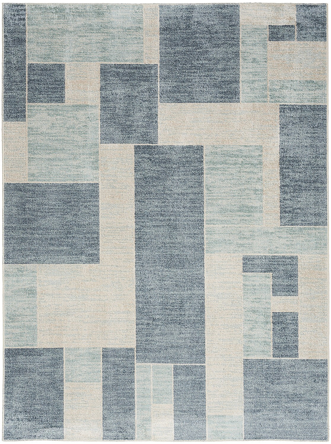 Nourison Astra Machine Washable Mid-Century Modern Blue Ivory 7'10" x 10' Area Rug (8x10)
