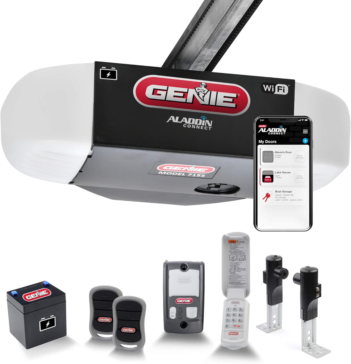 Genie 7155-TKV Smart Garage Door Opener StealthDrive Connect - Ultra Quiet Opener, WiFi, Battery Backup