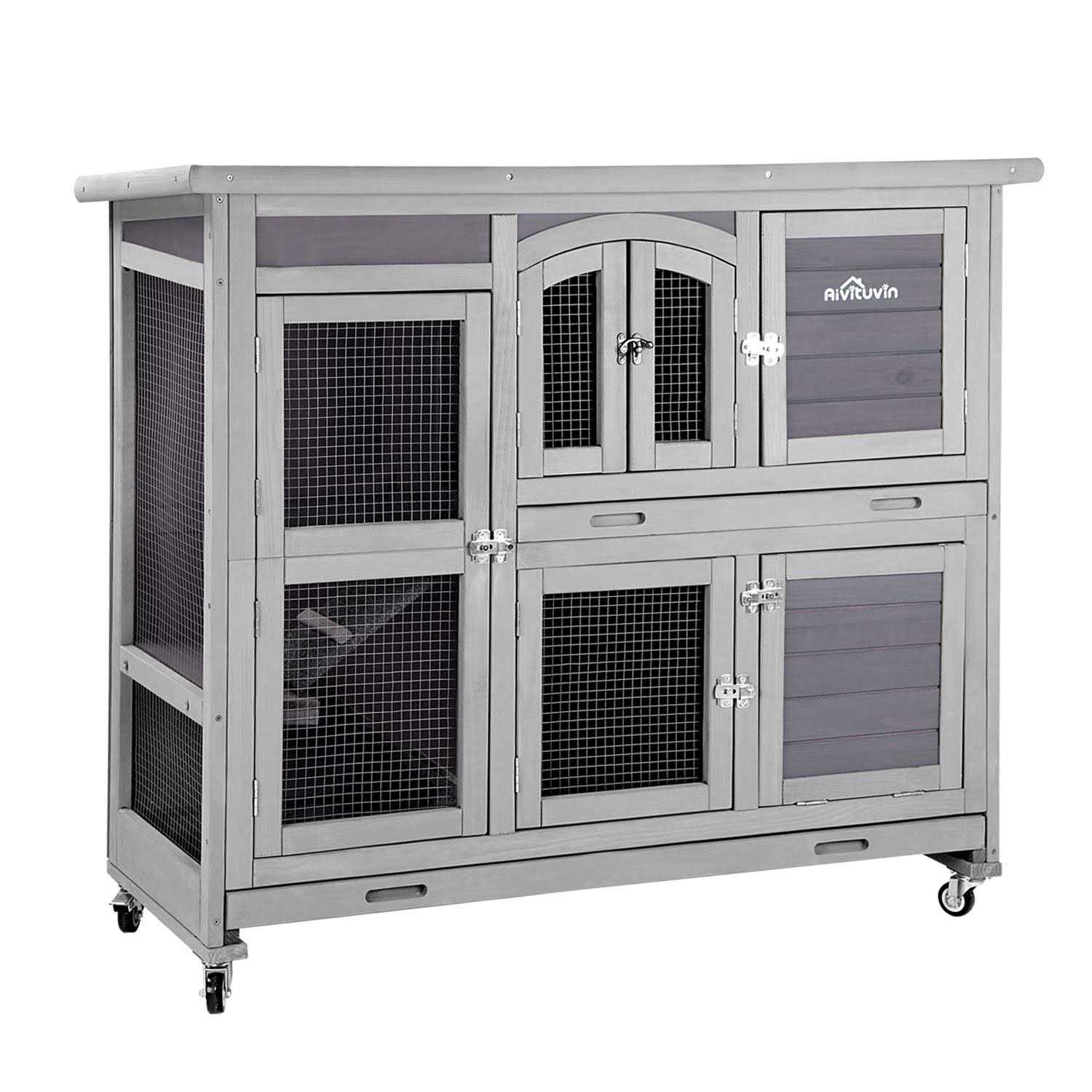 Aivituvin 47 Two Story Rabbit Hutch Bunny Cage with Wheels - Pet Supplies online store