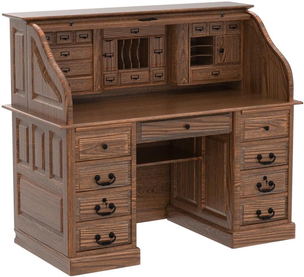 Roll Top Desk Solid Oak Wood