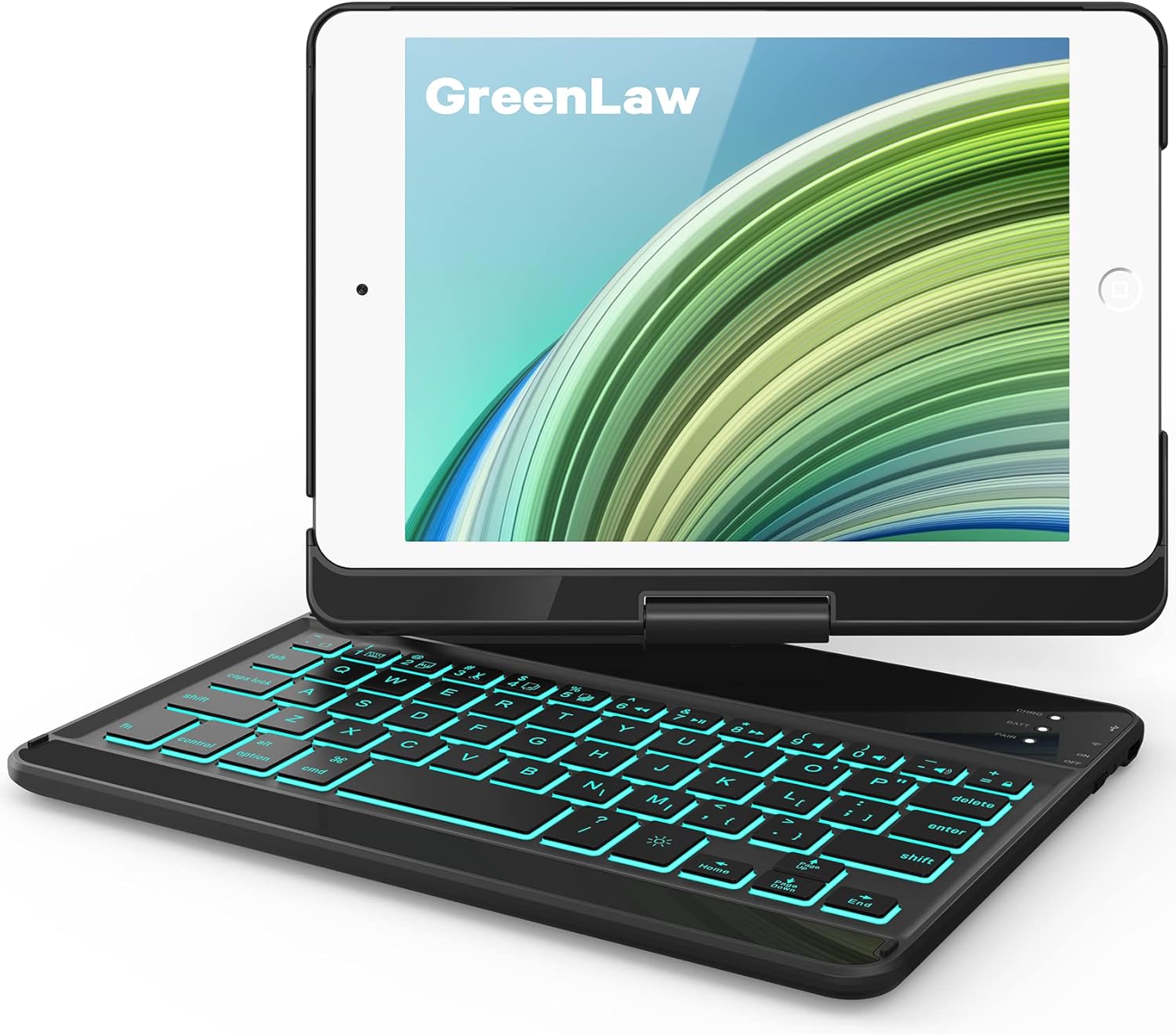 iPad Mini 5/ Mini 4 Keyboard Case - 360° Rotatable 180 Flip- 7 Colors Backlit