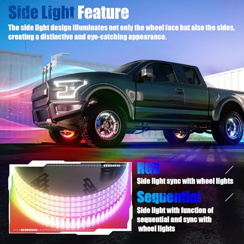 SUNPIE Wheel Lights for Truck - Universal 14.5’’ RGB Rim Light for Car/SUV