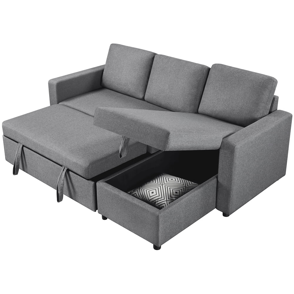 Alden Design Reversible Sectional Sleeper Sofa with USB & Type-C Ports, Light Gray