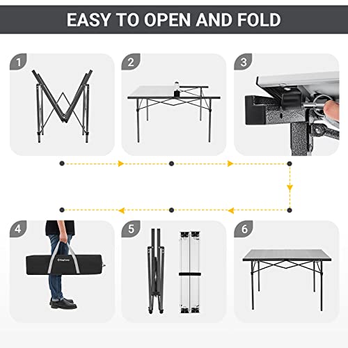 KingCamp Camping Table Folding Portable Table Aluminum Roll Up Lightweight Foldable Large Camp Table for Indoor Outdoor Picnic Backyard, 53.5"X27.5"