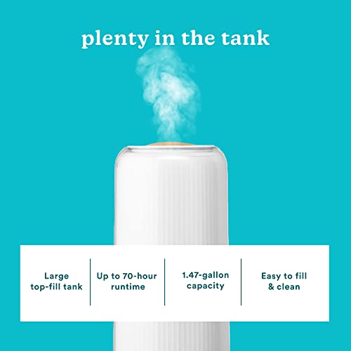 Homedics Ultrasonic Humidifier - Large Deluxe Air Humidifiers for Bedroom, Plants, Office - Top-Fill 1.47-Gallon Tank, Cool Mist
