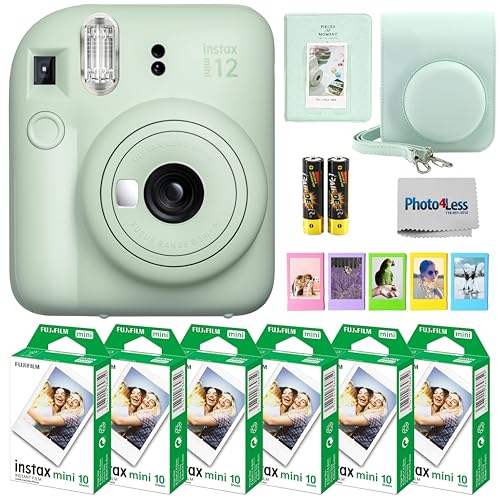 Fujifilm Instax Mini 12 Instant Camera Bundle with Fujifilm Instax Mini Instant Film Value Pack (60 Sheets) with Accessories Including Protective
