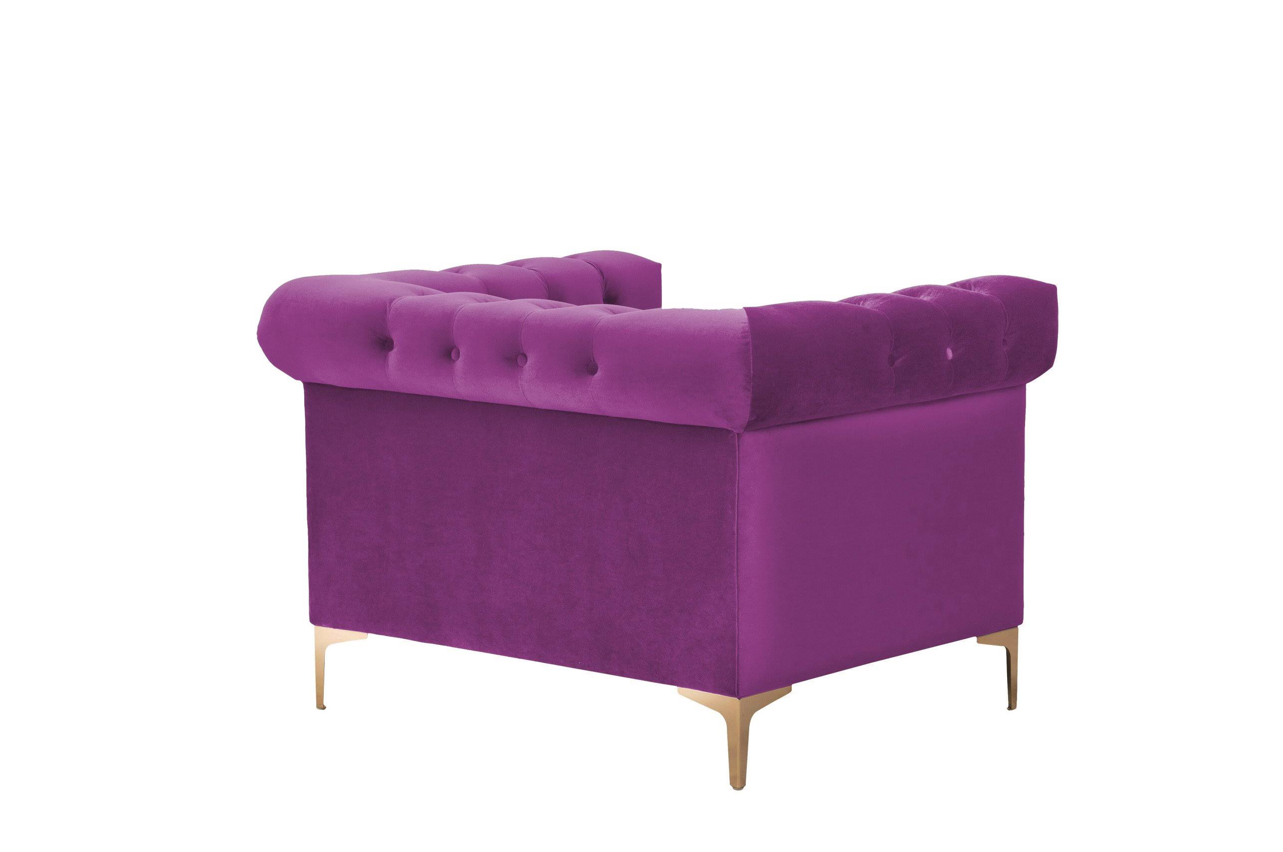 Chic Home BEA Purple Velvet Button Tufted Nailhead Club Chair