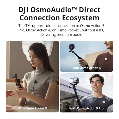 DJI Mic Mini (2 TX + 1 RX + Charging Case), Wireless Microphone for iPhone/Camera/Android, Ultralight, Detail-Rich Audio, 48h Use, Noise Cancelling