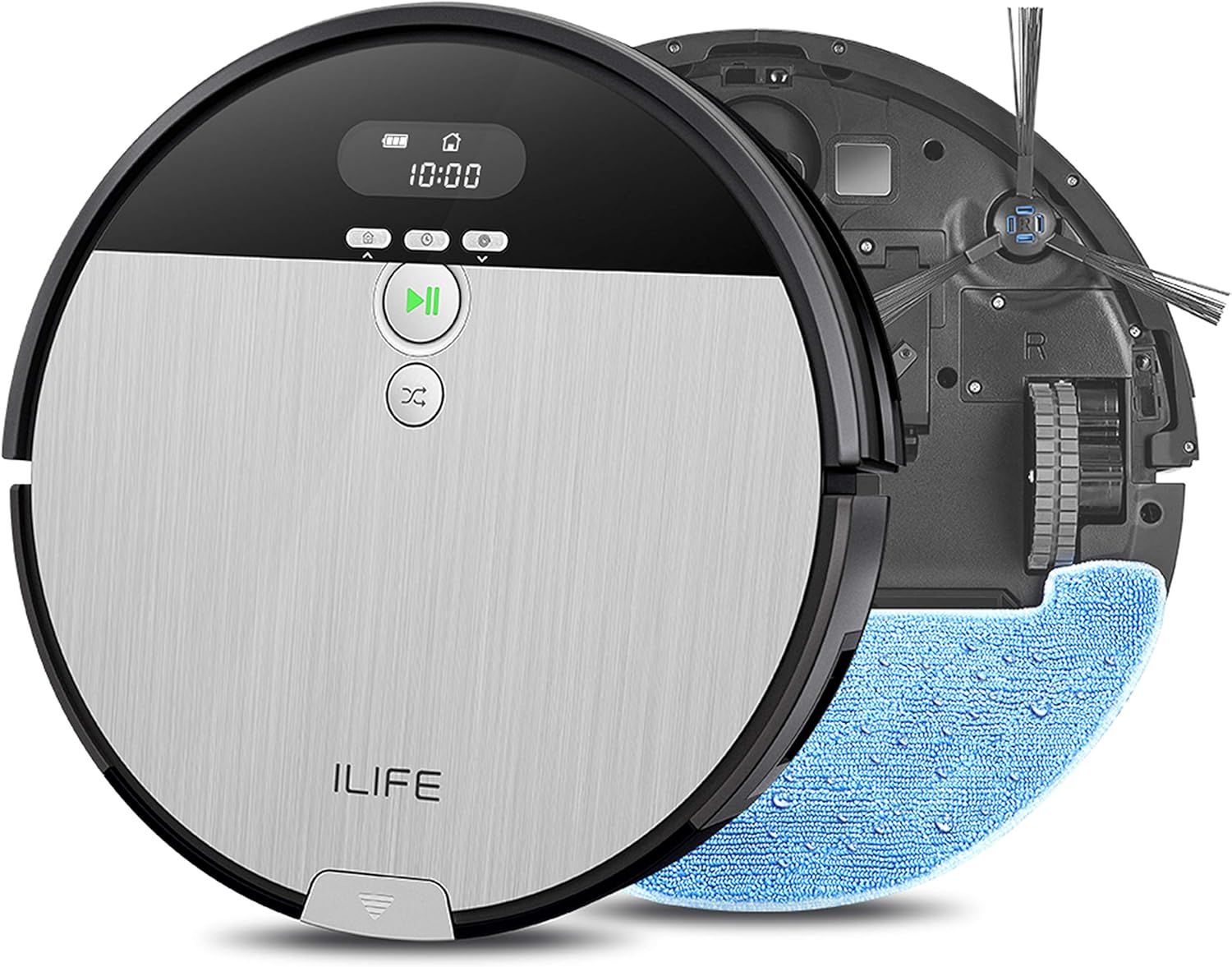 ILIFE V8s Robot Vacuum and Mop Combo, Big 750ml Dustbin, Enhanced Suction Inlet, Zigzag Cleaning Path, LCD Display, Schedule