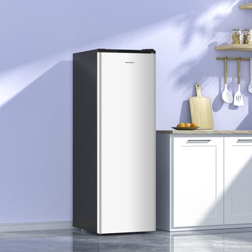 BANGSON Upright Freezer,7.0 Cu.ft Stand Up Freezer,Convertible Upright Freezer/Refrigerator,Single Door for Kitchen,Office,Apartment,White