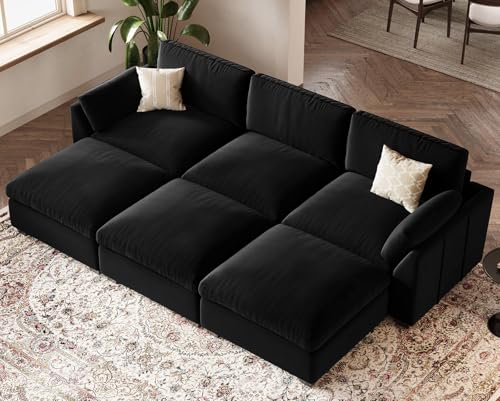 Belffin Extra Large Modular Sectional Sofa,106.3" 4-Seater L Shaped Couch,Velvet Convertible Sectional Couches for Living Room