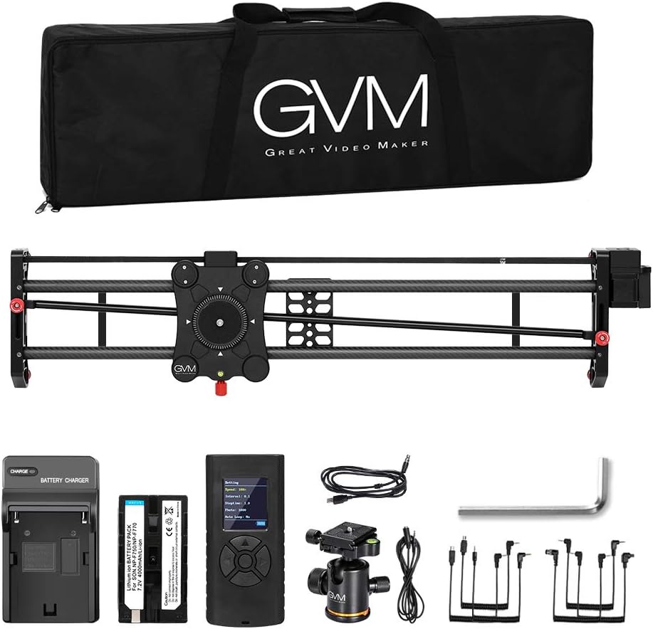 GVM Motorized Camera Slider, 31 Carbon Fiber Dolly Rail Camera Slider with Time-Lapse Photography