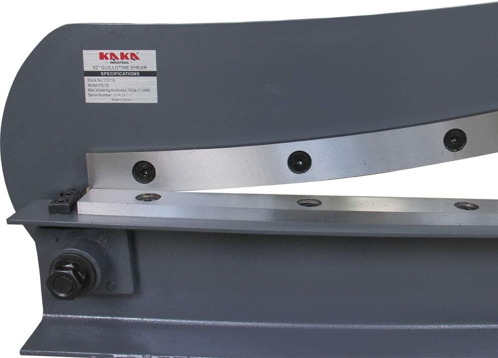 KAKA Industrial Sheet Metal Plate Shear, Solid Steel Frame, Mounting Type Metal Shear, High Precision Manual Hand Plate Shear (HS-52)
