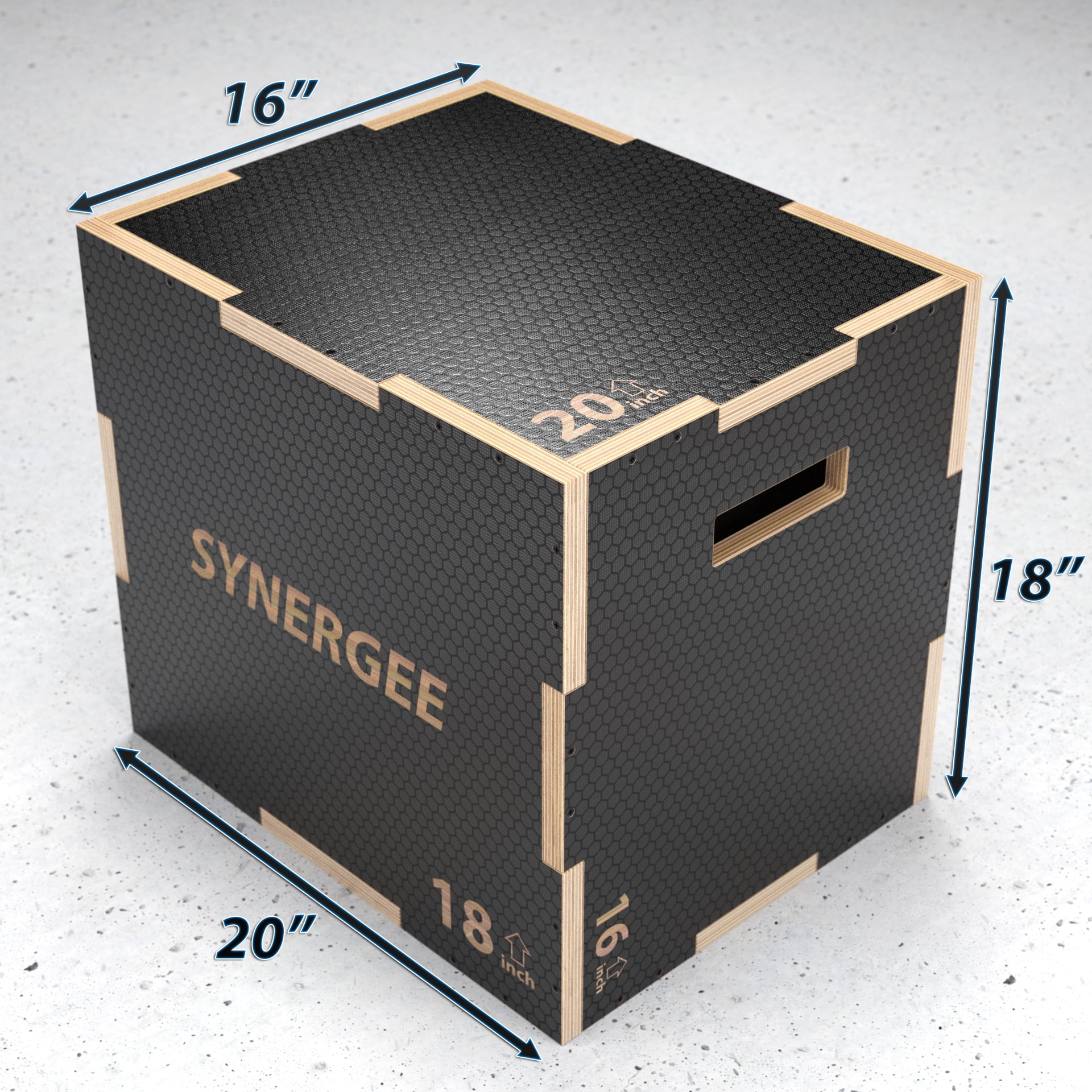 Synergee 3 in 1 Non-Slip Wood Plyometric Box for Jump Training and Conditioning 20/18/16