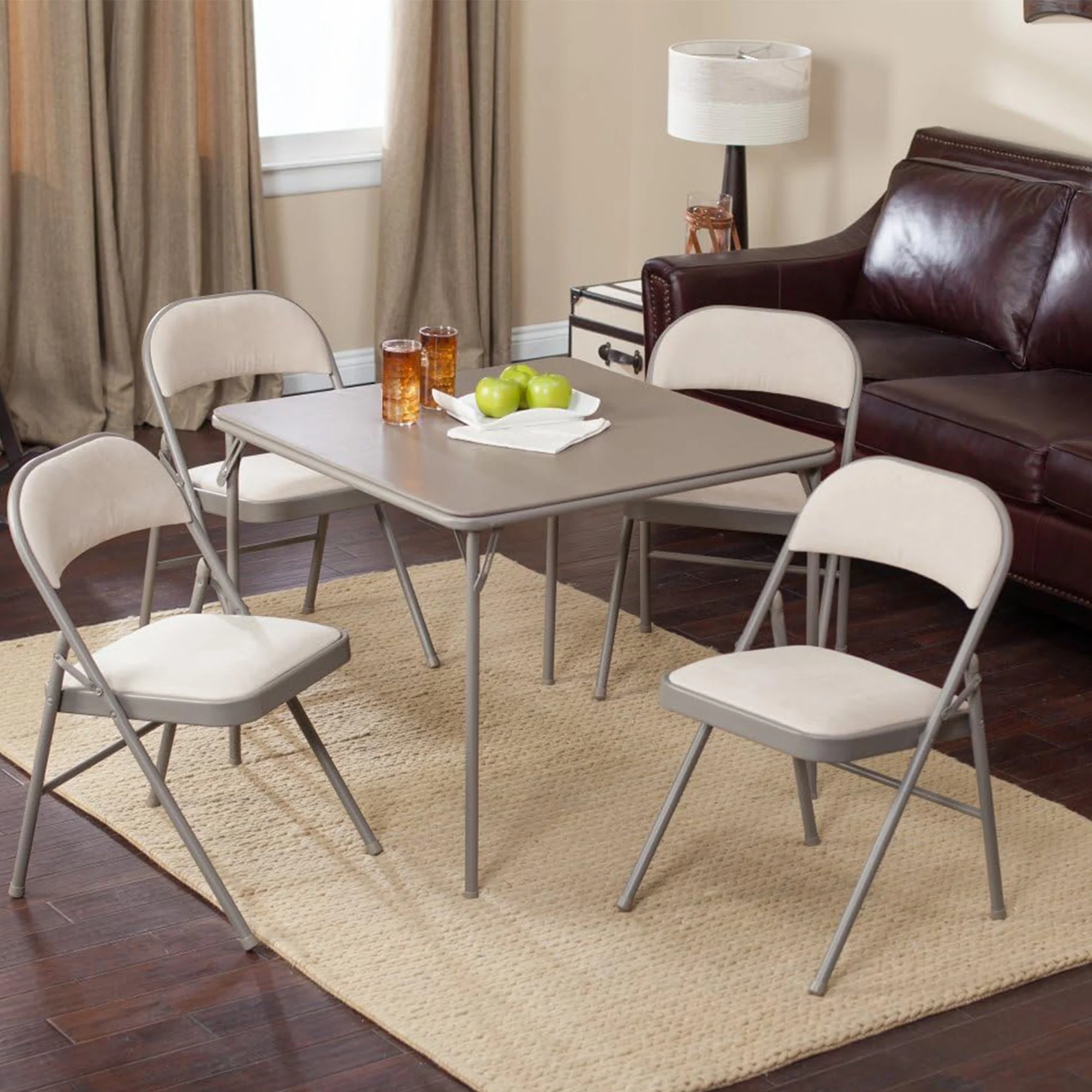 MECO Sudden Comfort 5 Piece 34x34 Card Table and 4 Chairs Folding Furniture Set - Radiant Selections