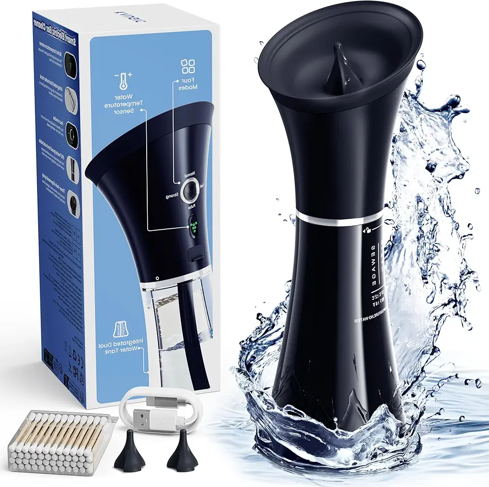 Upgraded Ear Wax Removal with One-Piece Waste Tank, Safe Ear Cleaner with Water Temperature Sensor