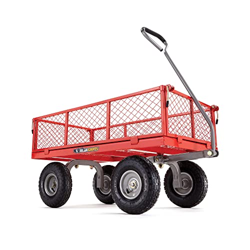 Gorilla Carts Steel Utility Wagon w/ Removable Side Panels, 1000 lb Capacity, Gray