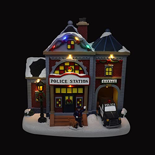Christmas Village Sledding Down Hill - Lighted Musical Snow Village with 8 Animated Kids Going Down The Mountain