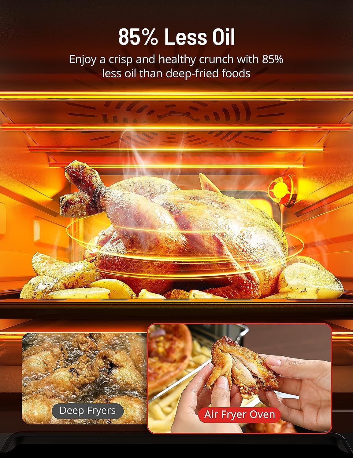 Air Fryer Toaster Oven, SWIPESMITH 24-in-1 Convection Air fryer, 26-QT XL Capacity, Digital Countertop Oven with 100 Recipes, Accessories