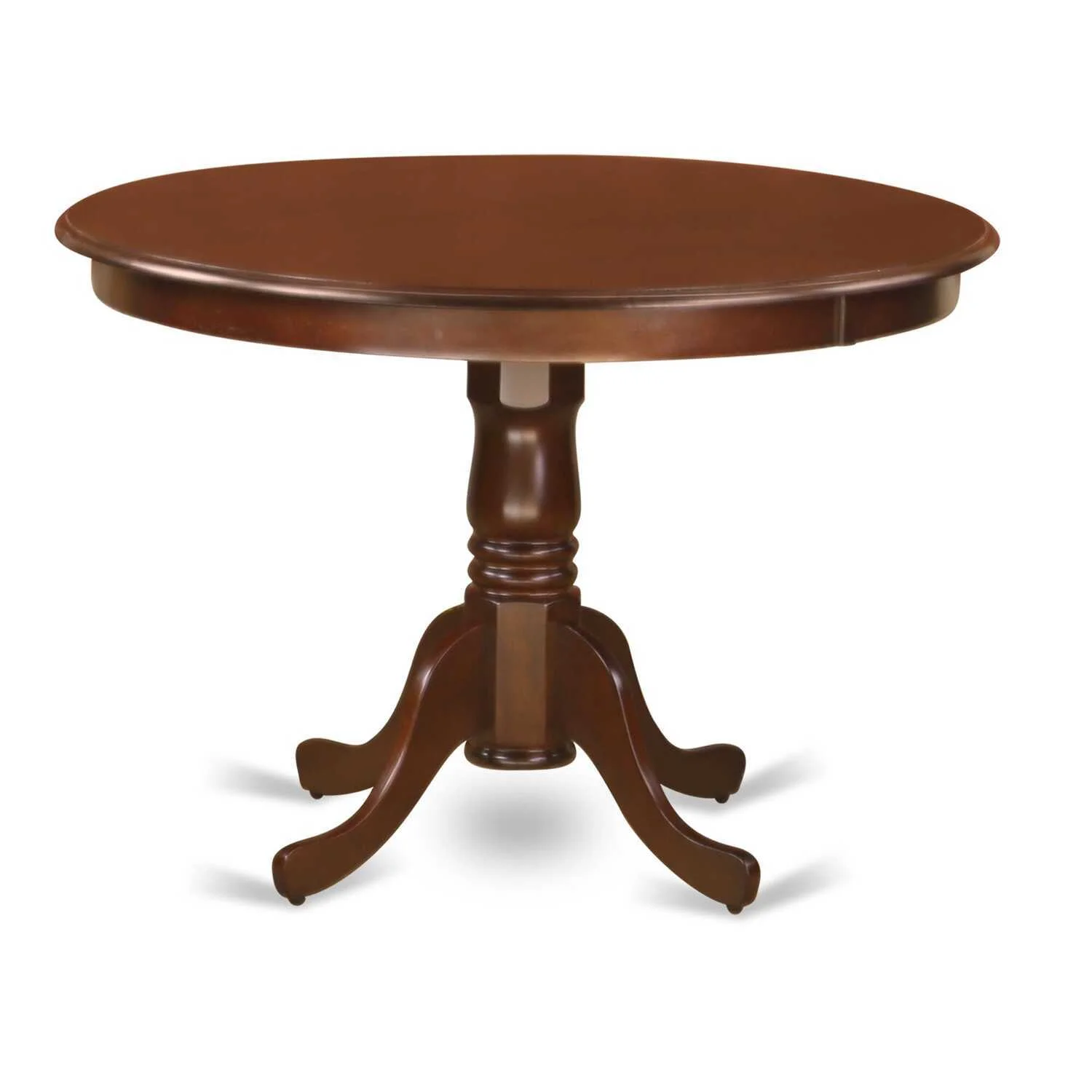 HomeStock French Flair 5 Piece Dining Table Set Includes A Round Wooden Table With Pedestal And 4 Upholstered Chairs, Mahogany