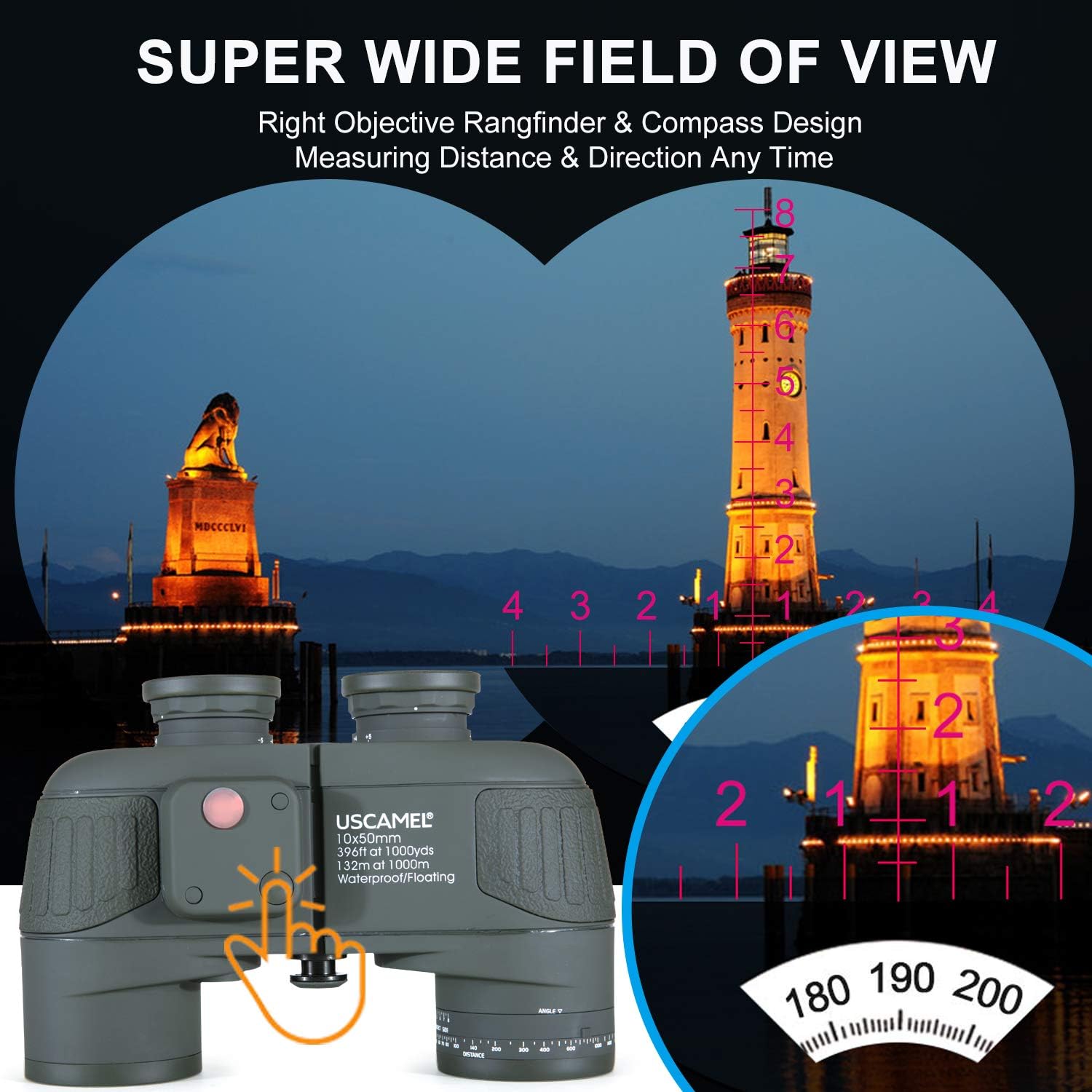 USCAMEL 10X50 Marine Binoculars for Adults